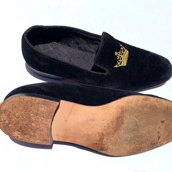 Church’s Men’s Black Velvet Sovereign Slippers Gold Crown UK 10/US 11 - Picture 4 of 6